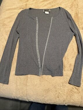 Forenza Heather Gray Long-Sleeve Snap-Front Cardigan
